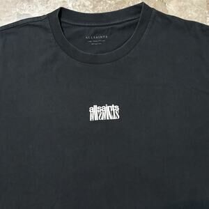 All Saints Shirt Mens Large Black Refract Crew Short Sleeve Tee Graphic